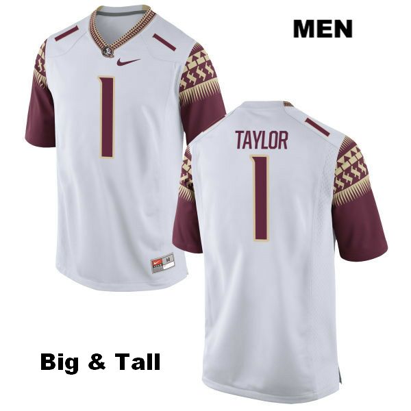 Men's NCAA Nike Florida State Seminoles #1 Levonta Taylor College Big & Tall White Stitched Authentic Football Jersey QEP0469QH